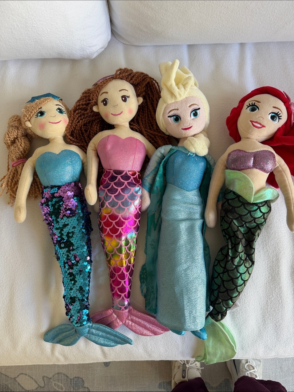 Plush Dolls - Assorted Blue, Pink, Teal, Green Elsa, Ariel